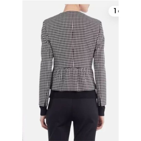 AKRIS PUNTO Womens Black white check windowpane blazer jacket size 8 Tiny Flaw - Picture 2 of 11